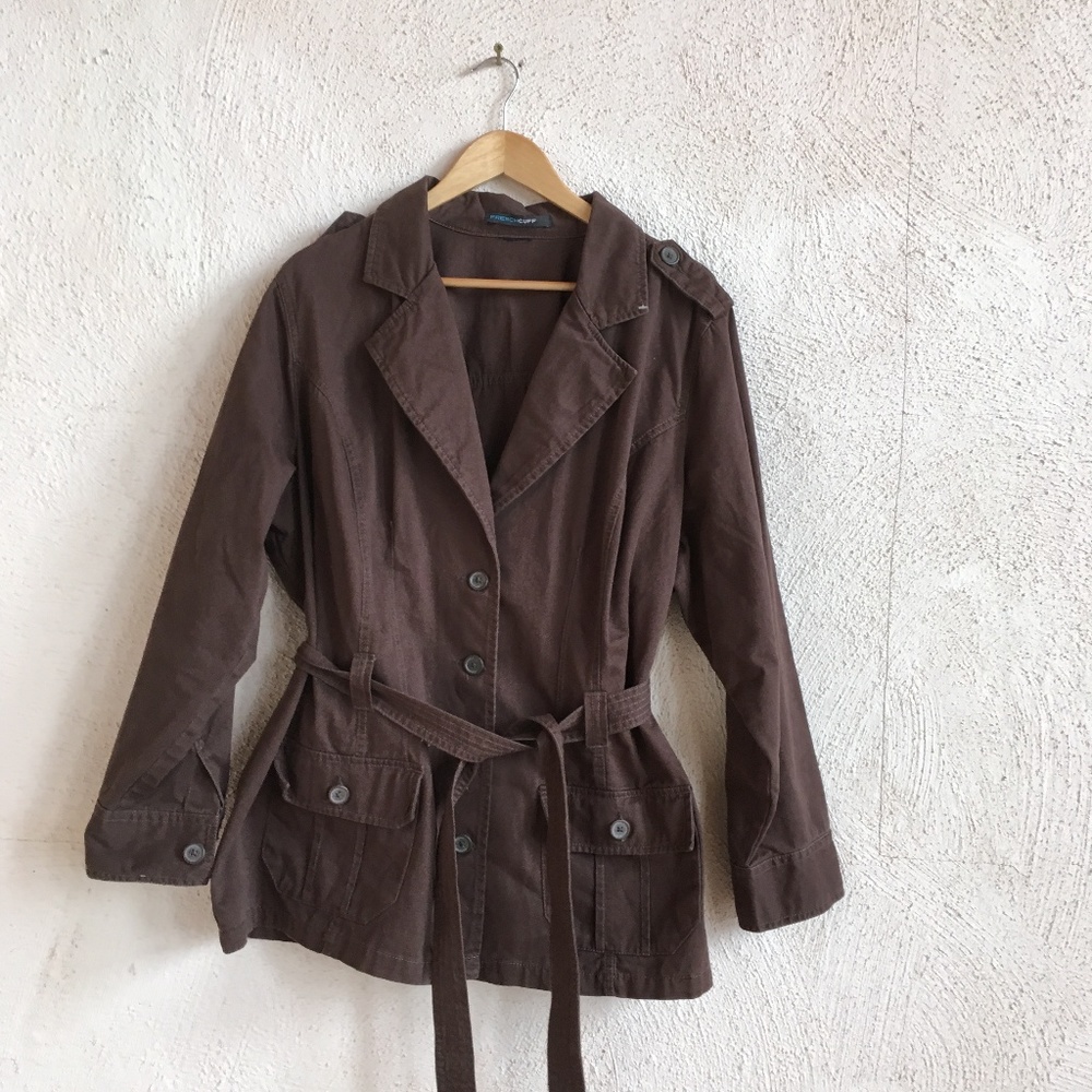 FRENCH CUFF BROWN TRENCH COAT - Picture 1 of 3